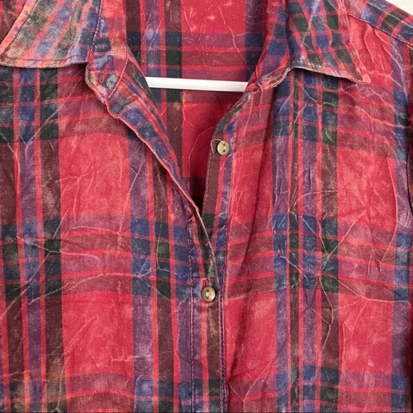 Handmade Light Weight Plaid Custom Tunic Button Down Shirt Red XS Womens Flannel - Picture 3 of 13